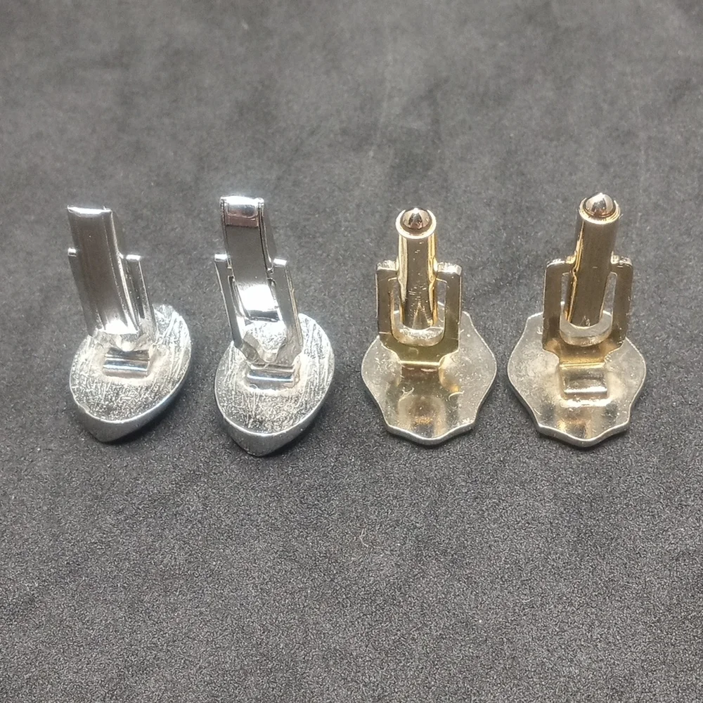 2 Classic Sets of Cufflinks for Men Silver And Gold Tone Simple Design